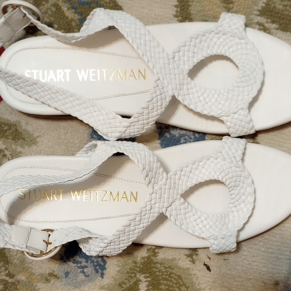 Stuart Weitzman White Luxe Sandals